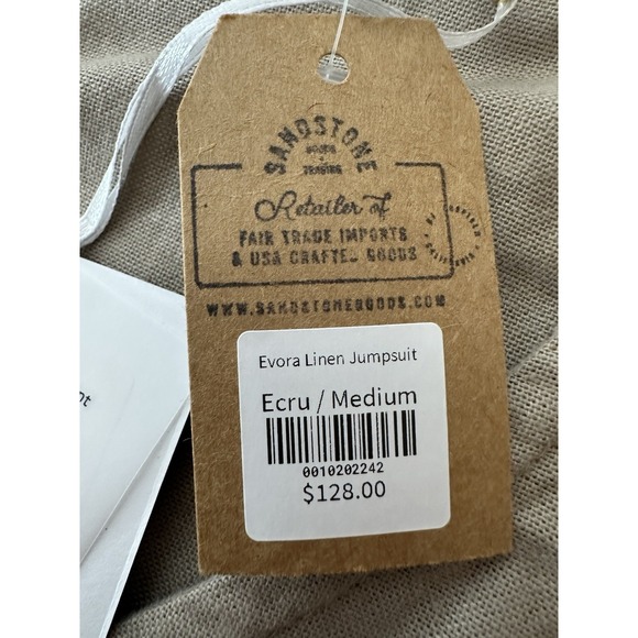 New BALILN Bali Lane Wide Leg Jumpsuit Women's Médium 100% Linen Short Sleeve - Picture 5 of 14